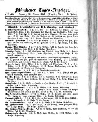 Münchener Tages-Anzeiger Samstag 18. Februar 1860