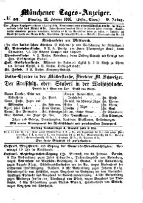 Münchener Tages-Anzeiger Dienstag 21. Februar 1860