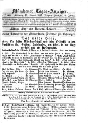 Münchener Tages-Anzeiger Mittwoch 22. Februar 1860