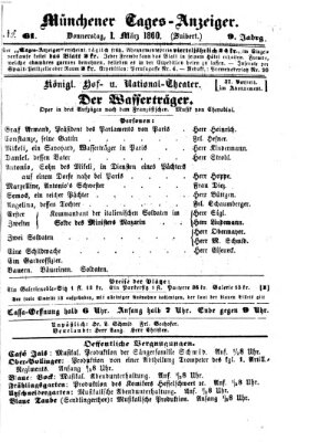 Münchener Tages-Anzeiger Donnerstag 1. März 1860