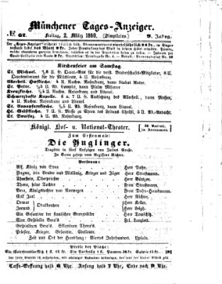 Münchener Tages-Anzeiger Freitag 2. März 1860