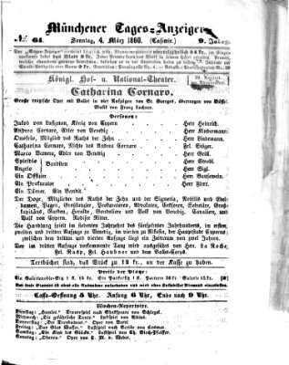 Münchener Tages-Anzeiger Sonntag 4. März 1860