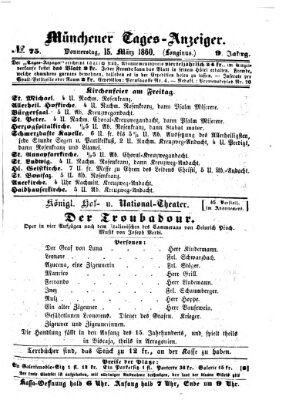 Münchener Tages-Anzeiger Donnerstag 15. März 1860