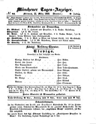 Münchener Tages-Anzeiger Mittwoch 21. März 1860