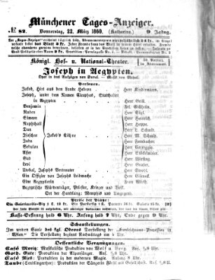 Münchener Tages-Anzeiger Donnerstag 22. März 1860