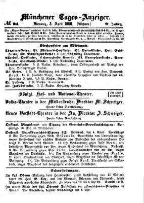 Münchener Tages-Anzeiger Dienstag 3. April 1860