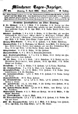 Münchener Tages-Anzeiger Samstag 7. April 1860