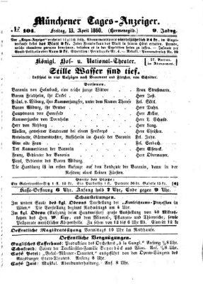 Münchener Tages-Anzeiger Freitag 13. April 1860