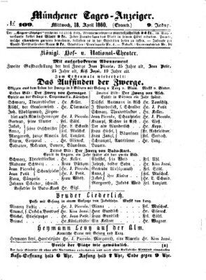 Münchener Tages-Anzeiger Mittwoch 18. April 1860