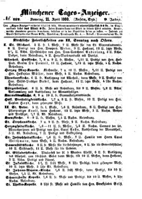 Münchener Tages-Anzeiger Samstag 21. April 1860