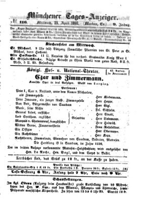 Münchener Tages-Anzeiger Mittwoch 25. April 1860