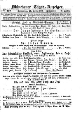 Münchener Tages-Anzeiger Donnerstag 26. April 1860