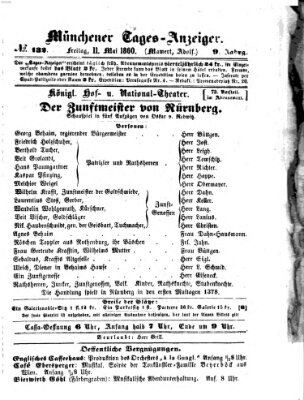 Münchener Tages-Anzeiger Freitag 11. Mai 1860