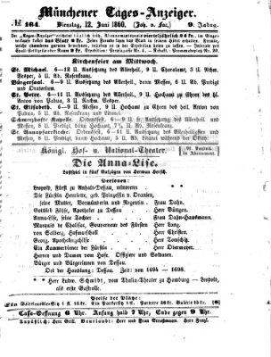 Münchener Tages-Anzeiger Dienstag 12. Juni 1860