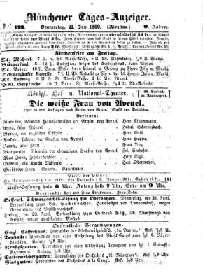 Münchener Tages-Anzeiger Donnerstag 21. Juni 1860