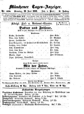 Münchener Tages-Anzeiger Dienstag 26. Juni 1860