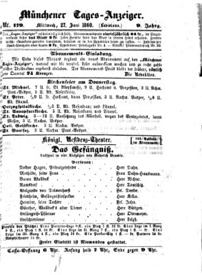 Münchener Tages-Anzeiger Mittwoch 27. Juni 1860