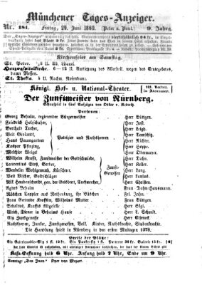 Münchener Tages-Anzeiger Freitag 29. Juni 1860