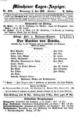 Münchener Tages-Anzeiger Donnerstag 5. Juli 1860