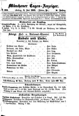 Münchener Tages-Anzeiger Freitag 6. Juli 1860