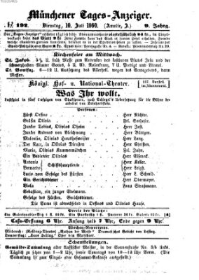 Münchener Tages-Anzeiger Dienstag 10. Juli 1860