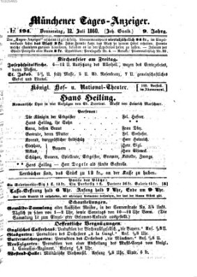 Münchener Tages-Anzeiger Donnerstag 12. Juli 1860