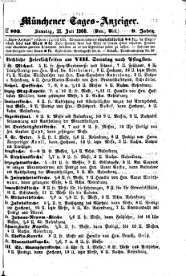 Münchener Tages-Anzeiger Samstag 21. Juli 1860