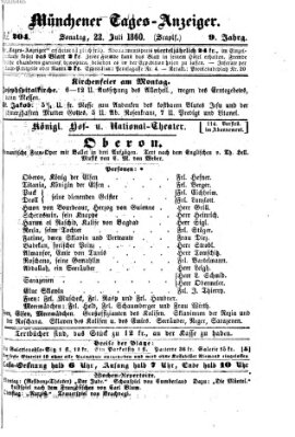 Münchener Tages-Anzeiger Sonntag 22. Juli 1860