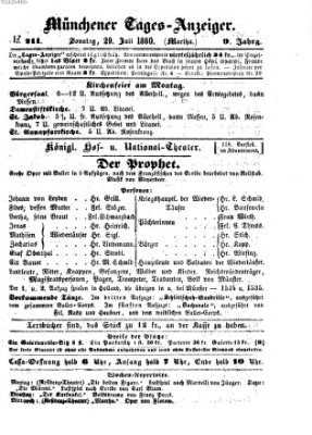 Münchener Tages-Anzeiger Sonntag 29. Juli 1860