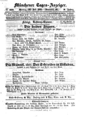 Münchener Tages-Anzeiger Montag 30. Juli 1860