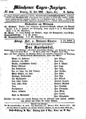 Münchener Tages-Anzeiger Dienstag 31. Juli 1860