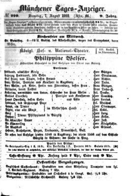 Münchener Tages-Anzeiger Dienstag 7. August 1860