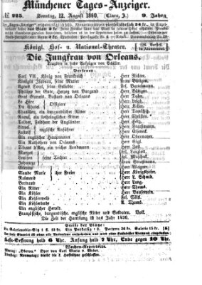 Münchener Tages-Anzeiger Sonntag 12. August 1860