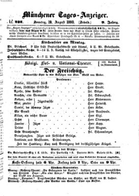 Münchener Tages-Anzeiger Sonntag 19. August 1860