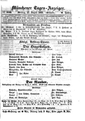 Münchener Tages-Anzeiger Montag 27. August 1860