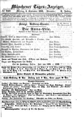 Münchener Tages-Anzeiger Montag 3. September 1860