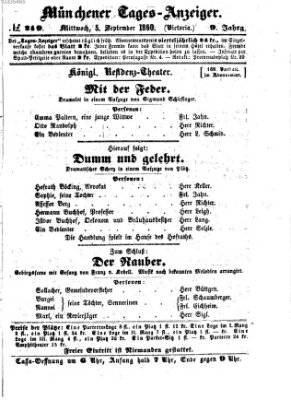 Münchener Tages-Anzeiger Mittwoch 5. September 1860