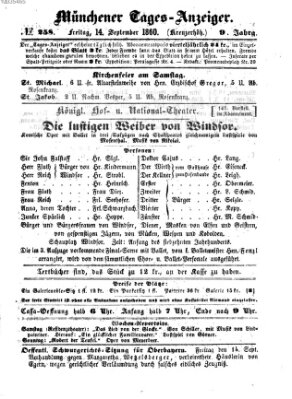 Münchener Tages-Anzeiger Freitag 14. September 1860