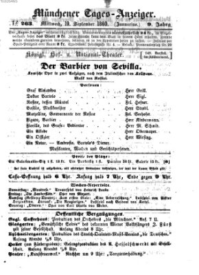 Münchener Tages-Anzeiger Mittwoch 19. September 1860