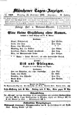 Münchener Tages-Anzeiger Dienstag 25. September 1860