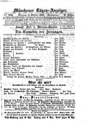 Münchener Tages-Anzeiger Dienstag 2. Oktober 1860