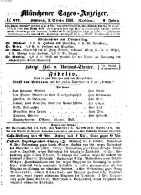 Münchener Tages-Anzeiger Mittwoch 3. Oktober 1860