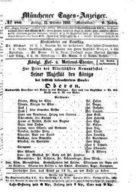 Münchener Tages-Anzeiger Freitag 12. Oktober 1860