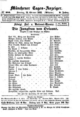 Münchener Tages-Anzeiger Sonntag 14. Oktober 1860