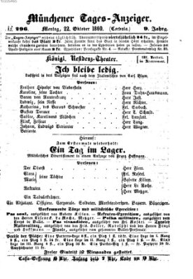 Münchener Tages-Anzeiger Samstag 20. Oktober 1860