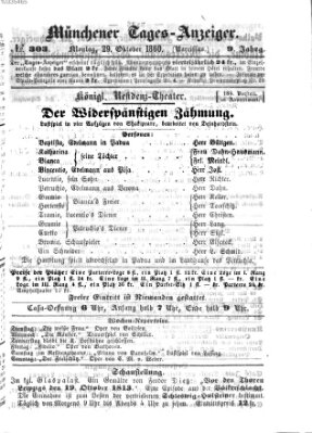 Münchener Tages-Anzeiger Montag 29. Oktober 1860