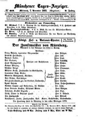 Münchener Tages-Anzeiger Mittwoch 7. November 1860