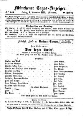 Münchener Tages-Anzeiger Freitag 9. November 1860