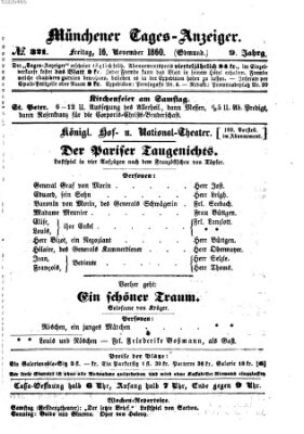 Münchener Tages-Anzeiger Freitag 16. November 1860