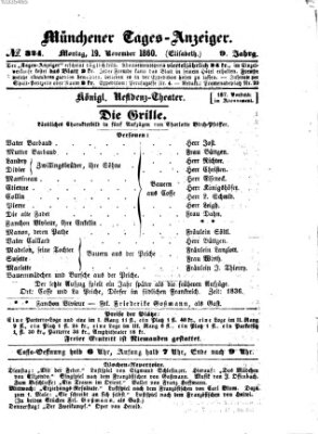 Münchener Tages-Anzeiger Montag 19. November 1860